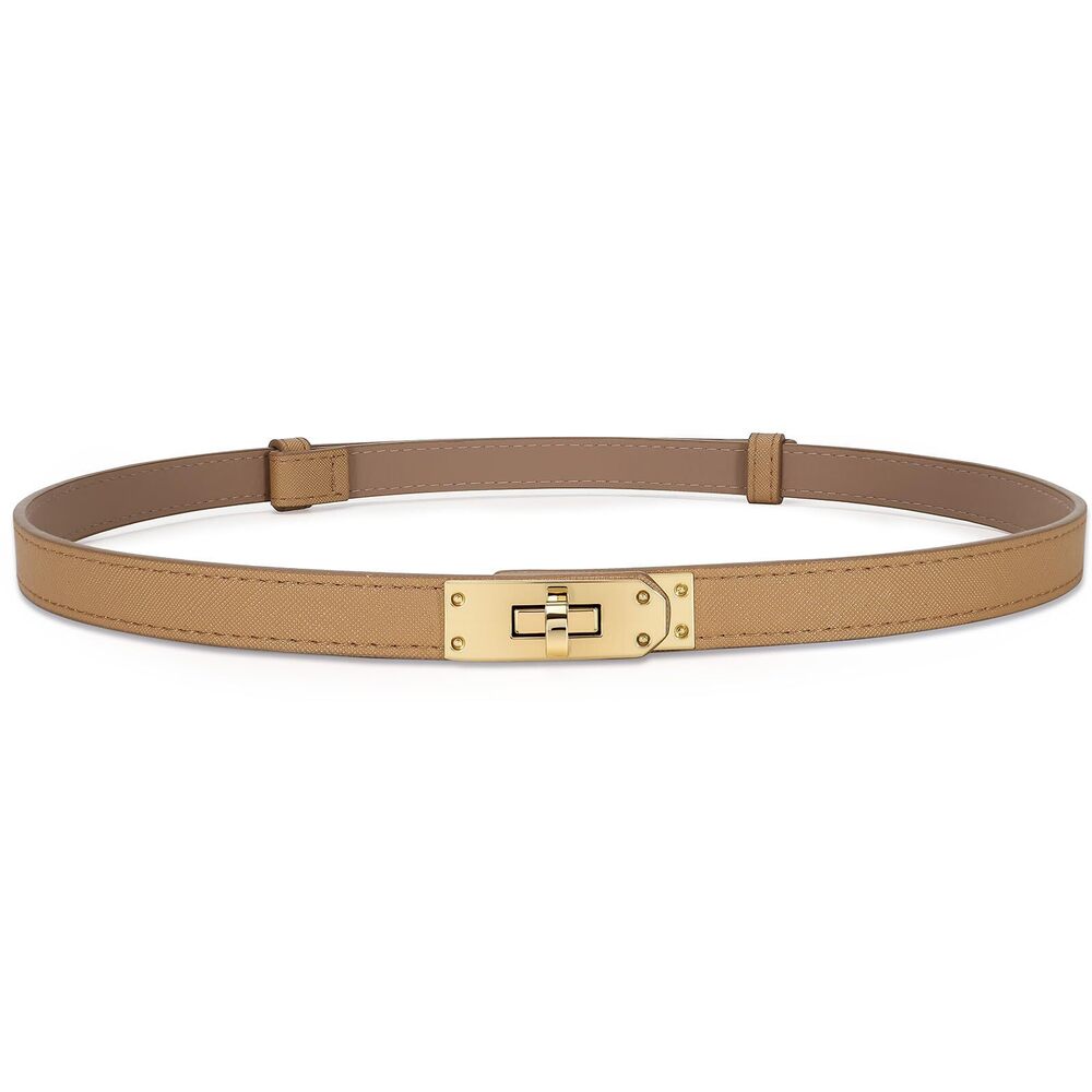 8869 Women Skinny Leather Belt With Turn-lock Buckle Adjustable Belt For Women